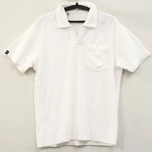 Criquet Terrycloth Polo Men's T-Shirt Short Sleeve Collar Solid White S 291182